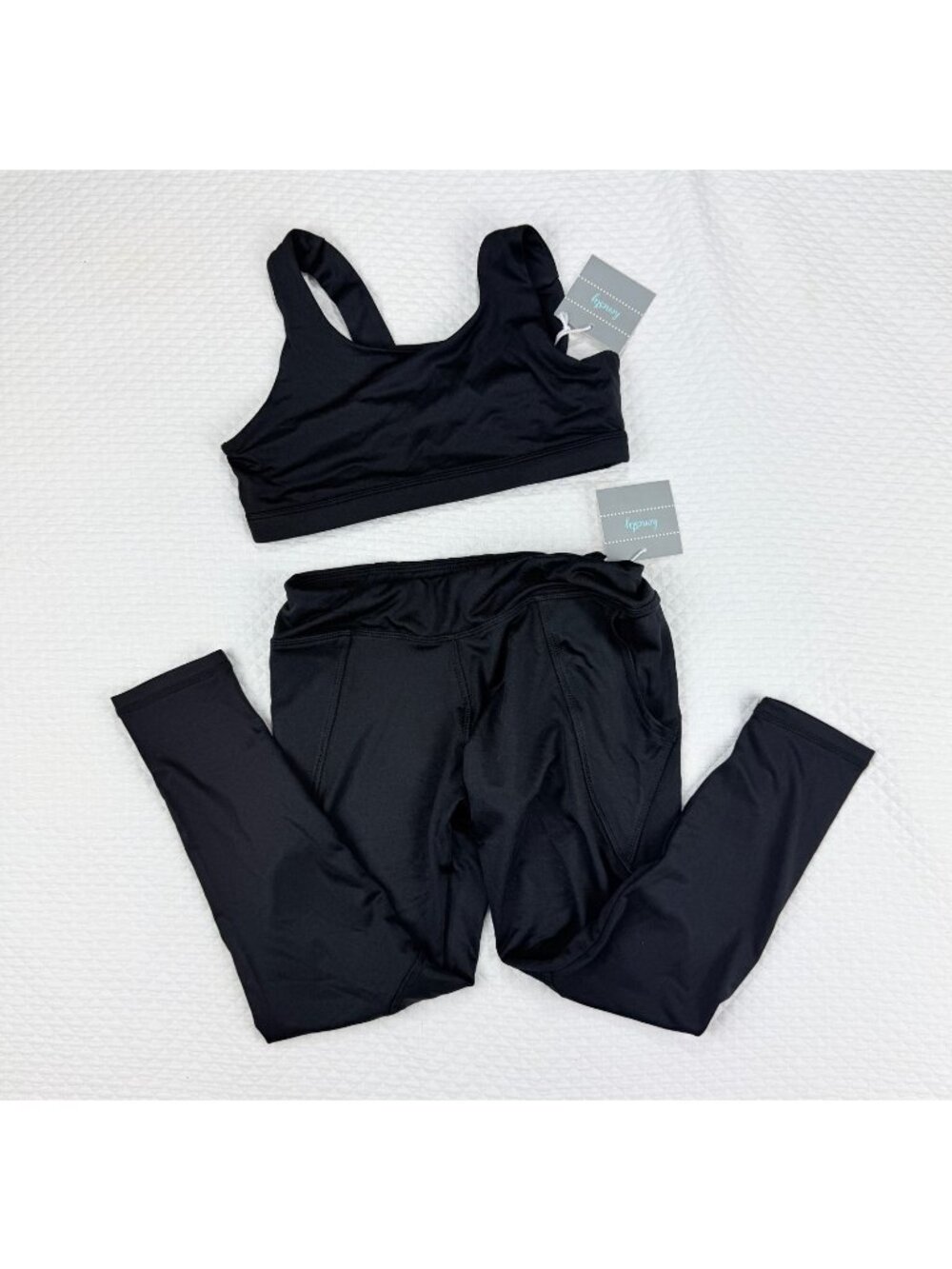 Honesty Girls Activewear Set XL 14-16  Athletic Leggings Sports Bra Black